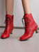 Bottes à talon chaton en cuir massif vintage