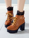 Bottines à talons hauts en patchwork de dentelle et de cuir