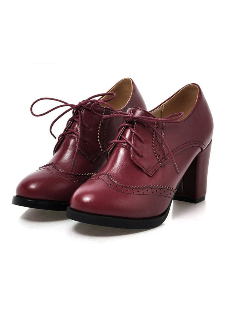 Chaussures à talons hauts à lacets en cuir vintage