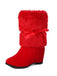 Bottes de Noël en patchwork de fourrure avec nœud