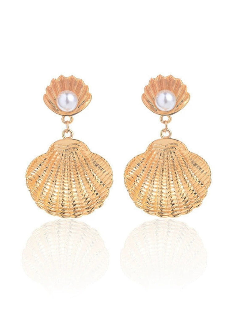 Boucles d'oreilles coquillage en perles blanches