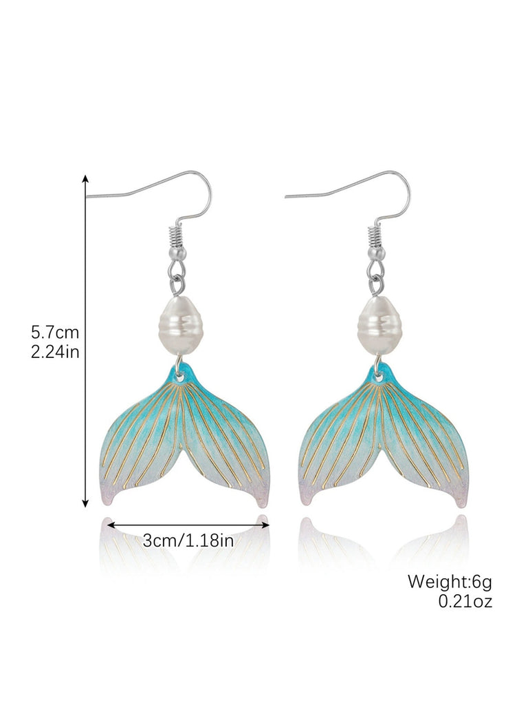 Boucles d'oreilles pendantes en forme de queue de sirène