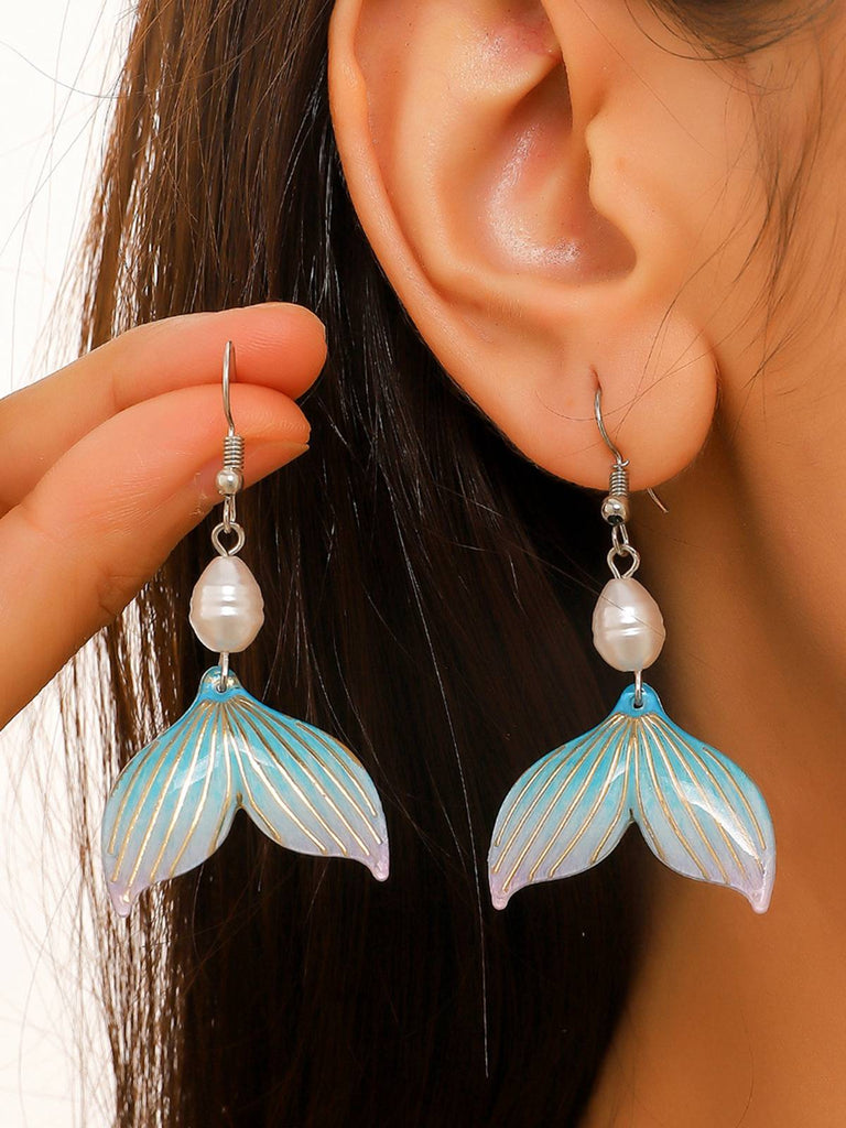 Boucles d'oreilles pendantes en forme de queue de sirène