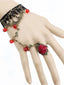 Bracelet vintage gothique en dentelle de vigne rose avec anneau en cristal