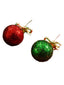 Boucles d'oreilles à tige en paillettes avec nœud en forme de boule de Noël