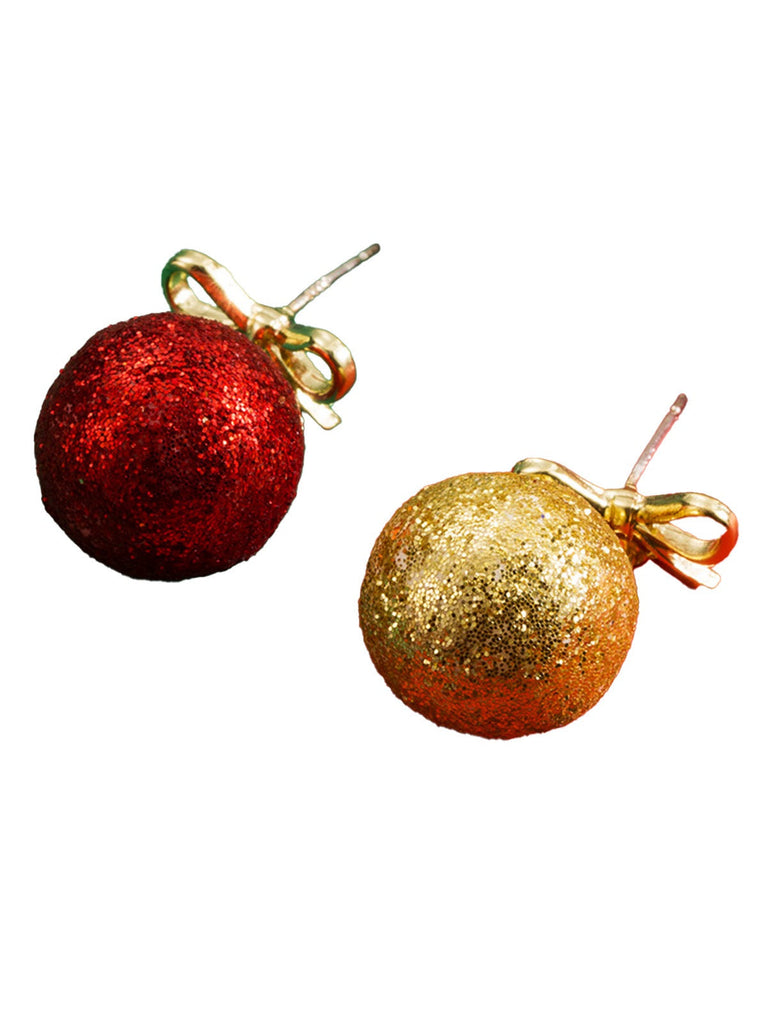Boucles d'oreilles à tige en paillettes avec nœud en forme de boule de Noël