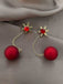 Boucles d'oreilles flocons de neige et boules de Noël rouges