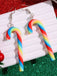 Boucles d'oreilles de Noël couleur bonbon en forme de canne arc-en-ciel