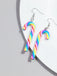 Boucles d'oreilles de Noël couleur bonbon en forme de canne arc-en-ciel
