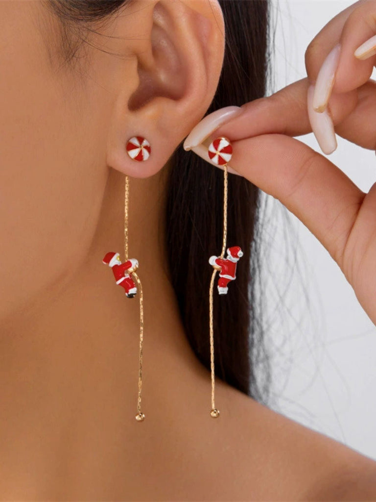 Boucles d'oreilles pendantes rouges Père Noël