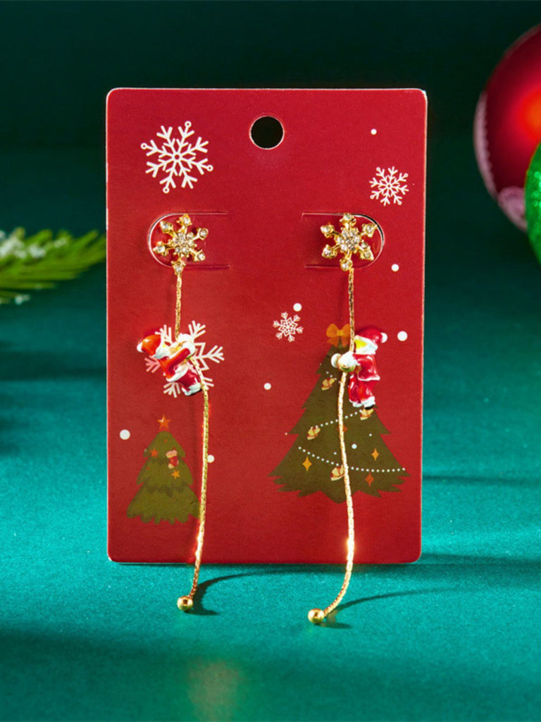 Boucles d'oreilles pendantes rouges Père Noël