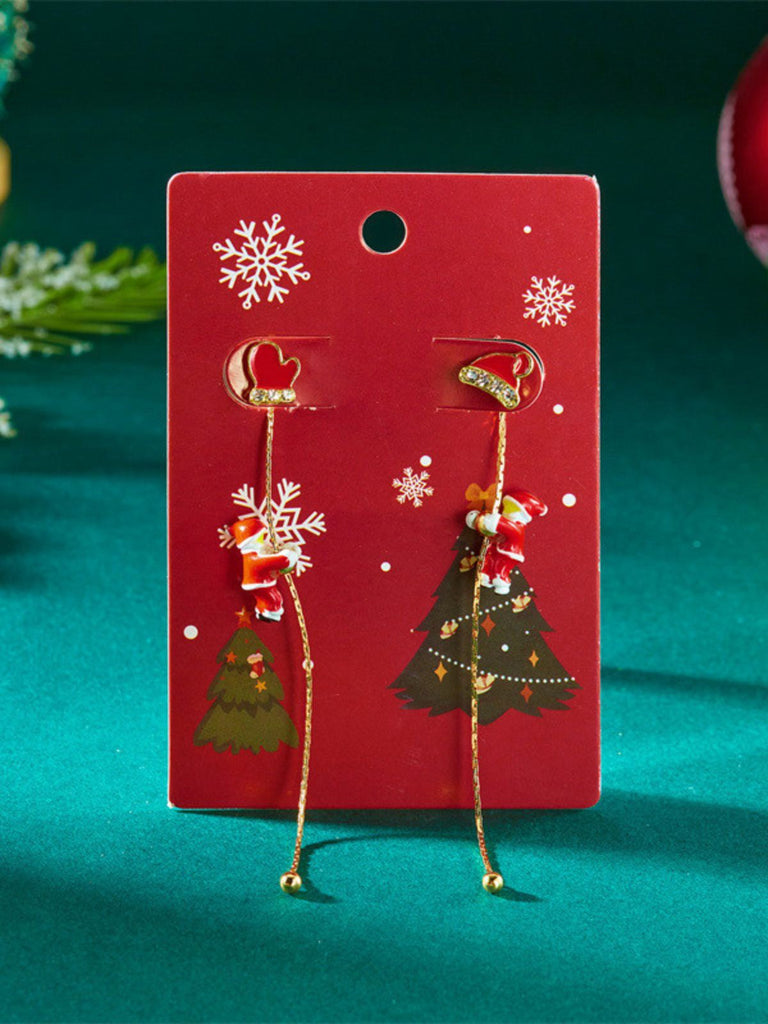 Boucles d'oreilles pendantes rouges Père Noël