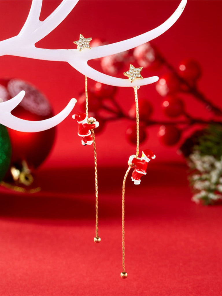 Boucles d'oreilles pendantes rouges Père Noël