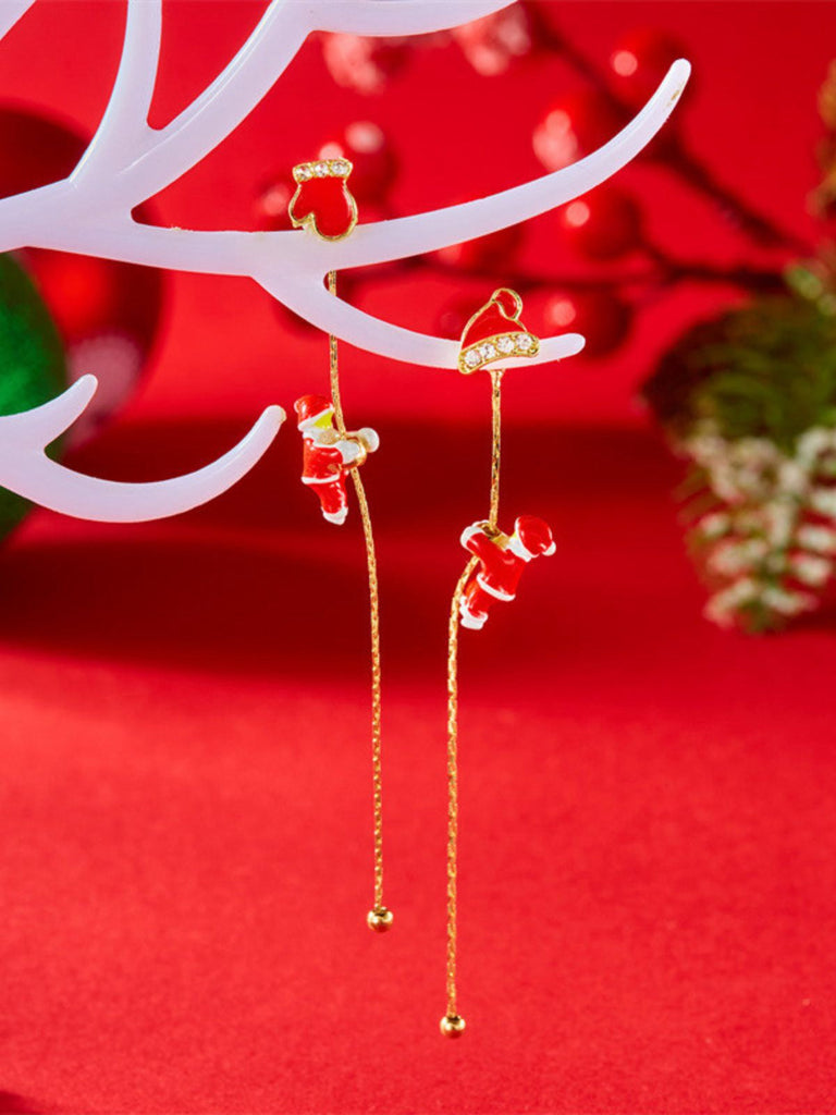 Boucles d'oreilles pendantes rouges Père Noël