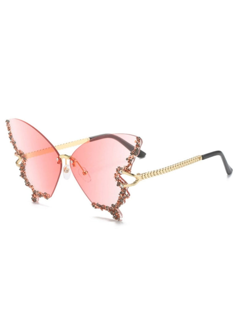 Lunettes de soleil vintage en strass papillon dégradé