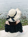 Chapeau de plage vintage à bords ondulés avec nœud