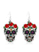 Boucles d'oreilles noires en forme de crâne et de rose pour Halloween