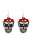 Boucles d'oreilles noires en forme de crâne et de rose pour Halloween