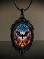 Collier pendentif vintage chauve-souris noir creux sculpté