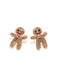 Boucles d'oreilles en strass kaki en forme de bonhomme en pain d'épices