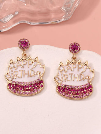 Boucles d'oreilles vintage en strass pour gâteau d'anniversaire