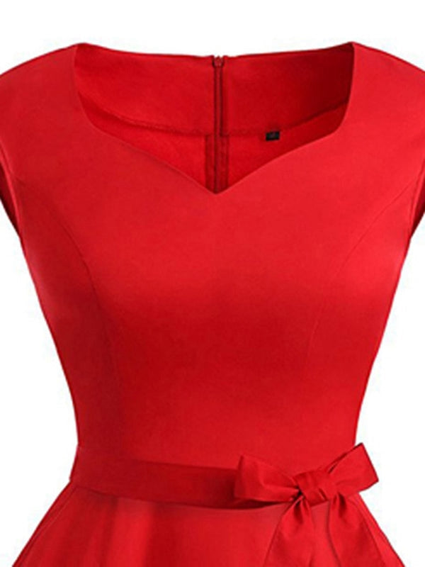 Robe Rouge Ceinture Soirée Cocktail Pin Up Année 50