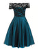 Robe de Noël Vintage Année 50 Dentelle Épaule Nue Soirée Cocktail Chic