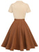Robe boutonnée kaki verte style Blanche-Neige années 1950