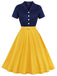 Robe boutonnée kaki style Blanche-Neige années 1950
