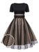 Robe Swing Vintage Année 50 Noire à Pois de Cœur Cocktail Pin Up
