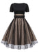 Robe trapèze noire à pois vintage des années 1950 avec ensemble d'accessoires