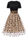 Robe Swing Vintage Année 50 Noire à Pois de Cœur Cocktail Pin Up