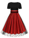 Robe Swing Vintage Année 50 Noire à Pois de Cœur Cocktail Pin Up