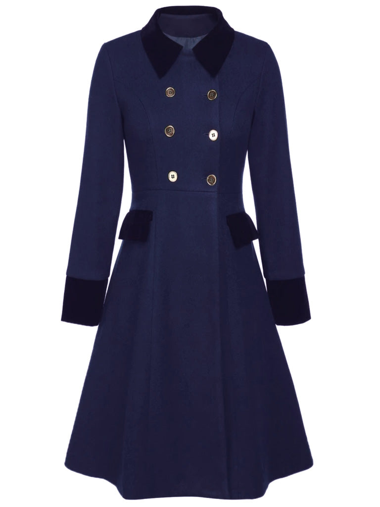 Manteau Boutons Uni Vert Foncé Années 1950