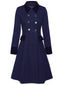 Manteau croisé bleu contrasté à boutons des années 40