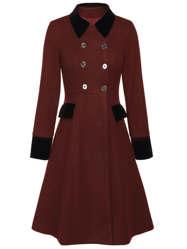 Manteau Boutons Uni Vert Foncé Années 1950