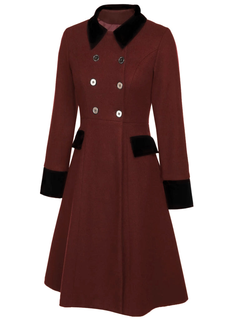 Manteau Boutons Uni Vert Foncé Années 1950