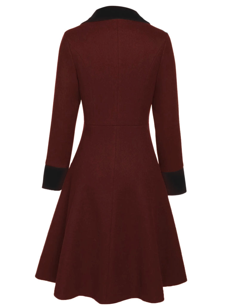 Manteau Boutons Uni Vert Foncé Années 1950