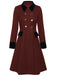 Manteau Boutons Uni Vert Foncé Années 1950