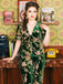 Combinaison Vintage en Velours Vert fleurs des Années 1950