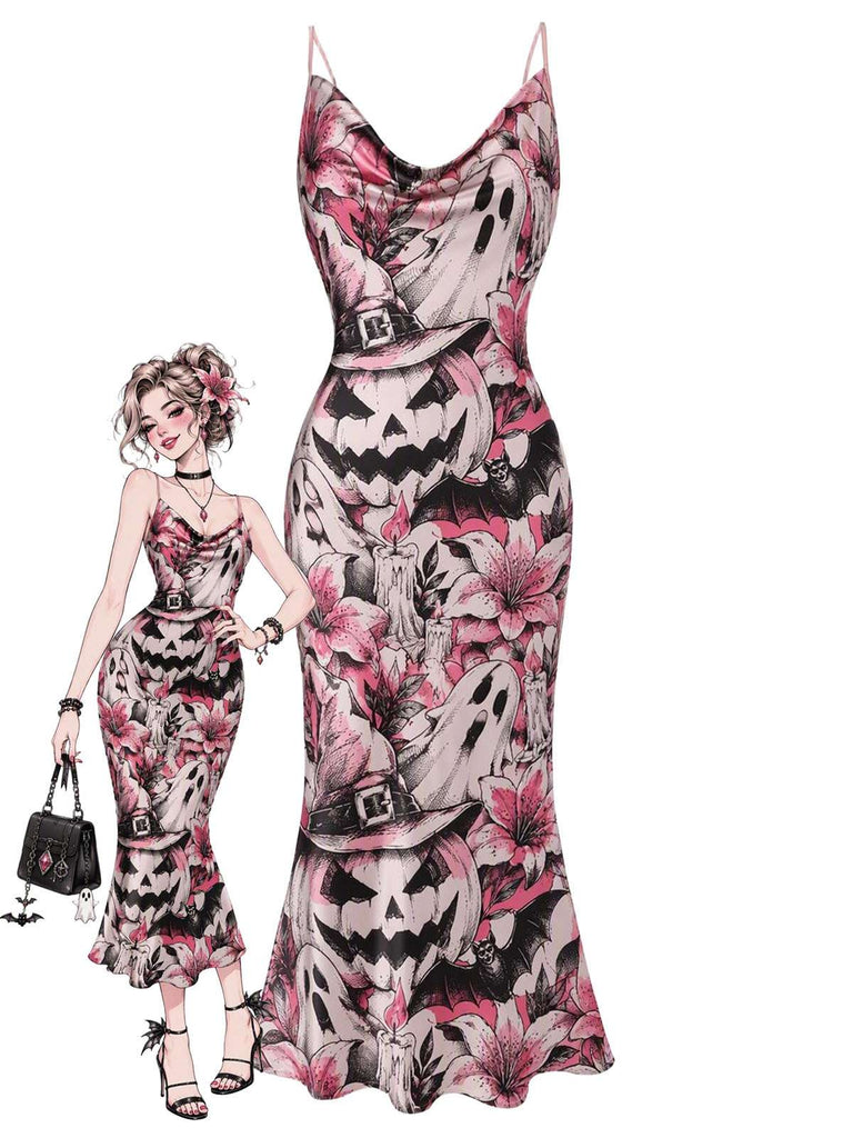 Robe rose en queue de poisson d'Halloween des années 1960