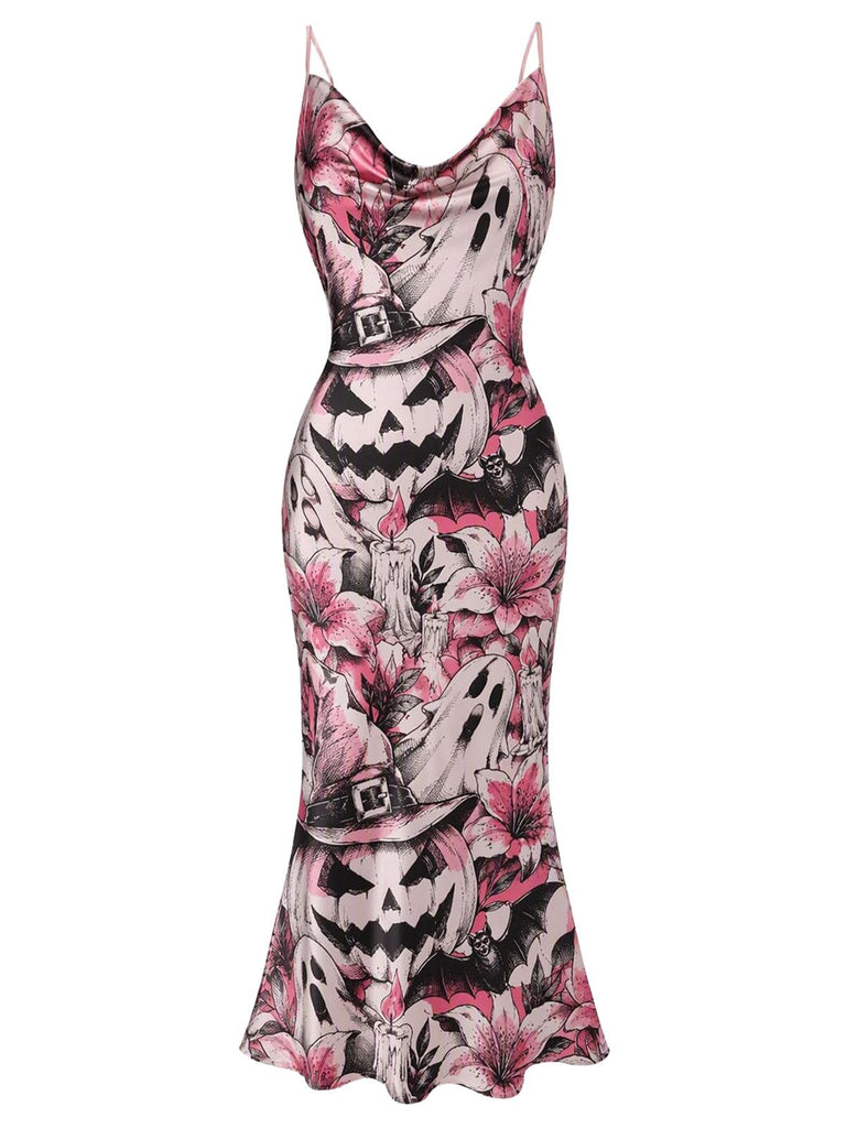 Robe rose en queue de poisson d'Halloween des années 1960