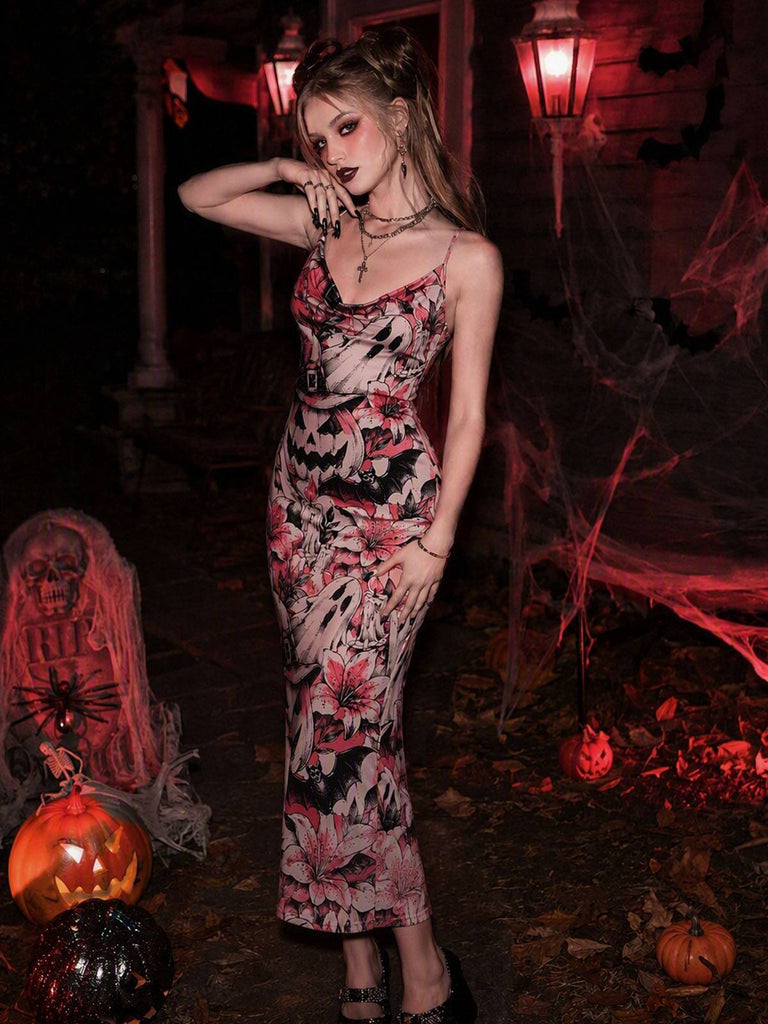 Robe rose en queue de poisson d'Halloween des années 1960