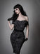 Robe noire à épaules dénudées en toile d'araignée années 1960