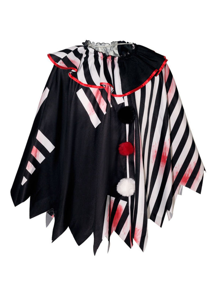 Cape de clown d'horreur d'Halloween cosplay noire années 1950
