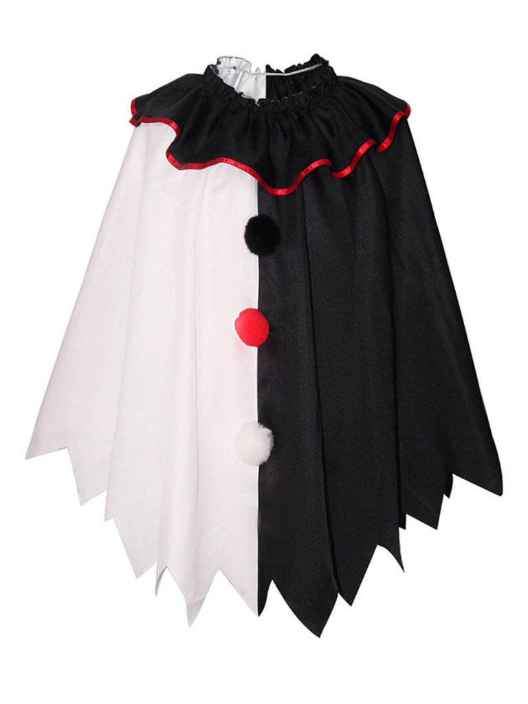 Cape de clown d'horreur d'Halloween cosplay noire années 1950