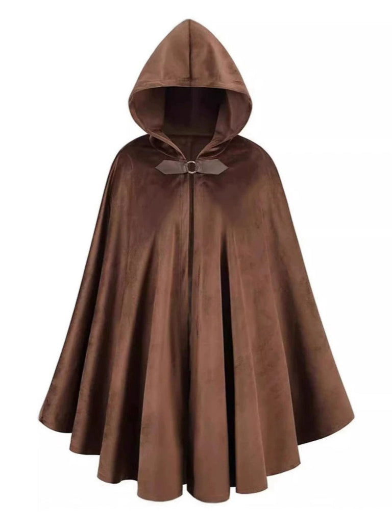 Cape médiévale d'Halloween en faux daim des années 1940