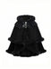 Cape à capuche style chat noire et fourrure synthétique des années 1960