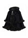 Cape à capuche style chat noire et fourrure synthétique des années 1960