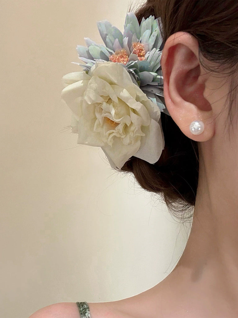 Vintage 3D Rose Fleur Côté Pince à Cheveux 3